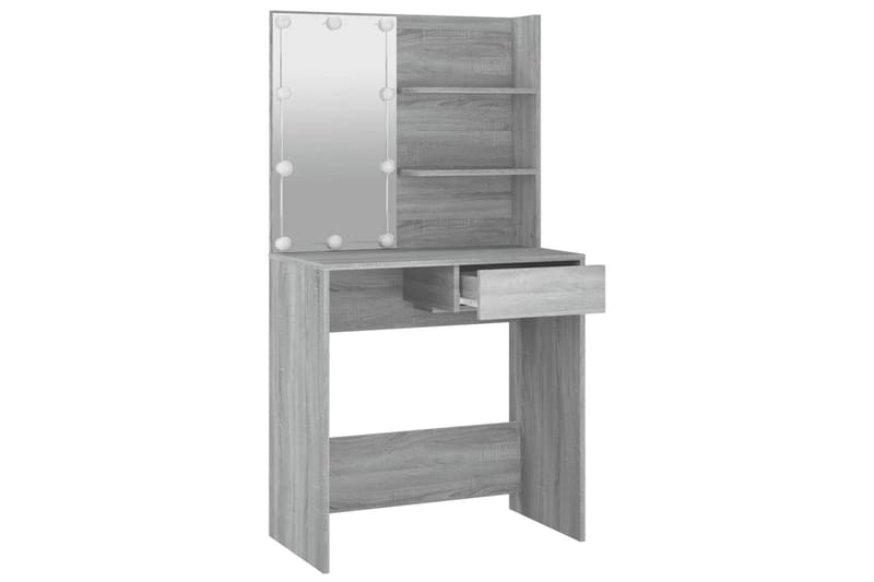 beBasic Sminkbord med LED grå sonoma 74,5x40x141 cm - Grey - Möbler - Bord & matgrupper - Sminkbord & toalettbord