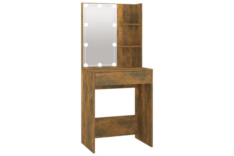 beBasic Sminkbord med LED rökfärgad ek 60x40x140 cm - Brown - Möbler - Bord & matgrupper - Sminkbord & toalettbord