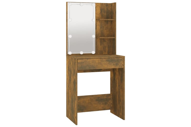 beBasic Sminkbord med LED rökfärgad ek 60x40x140 cm - Brown - Möbler - Bord & matgrupper - Sminkbord & toalettbord