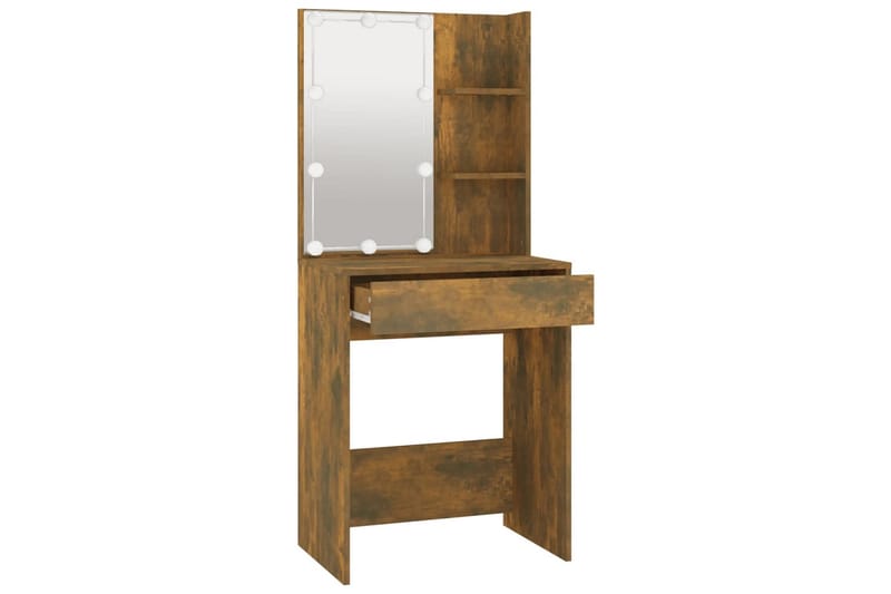 beBasic Sminkbord med LED rökfärgad ek 60x40x140 cm - Brown - Möbler - Bord & matgrupper - Sminkbord & toalettbord