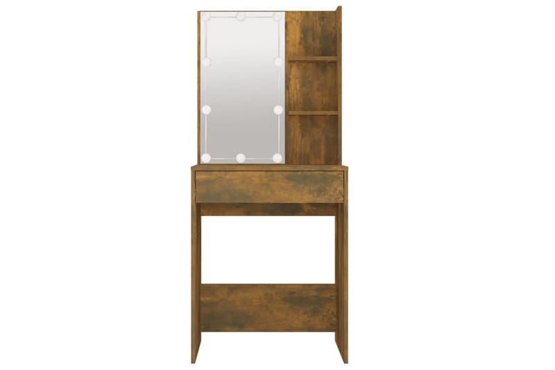 beBasic Sminkbord med LED rökfärgad ek 60x40x140 cm - Brown - Möbler - Bord & matgrupper - Sminkbord & toalettbord