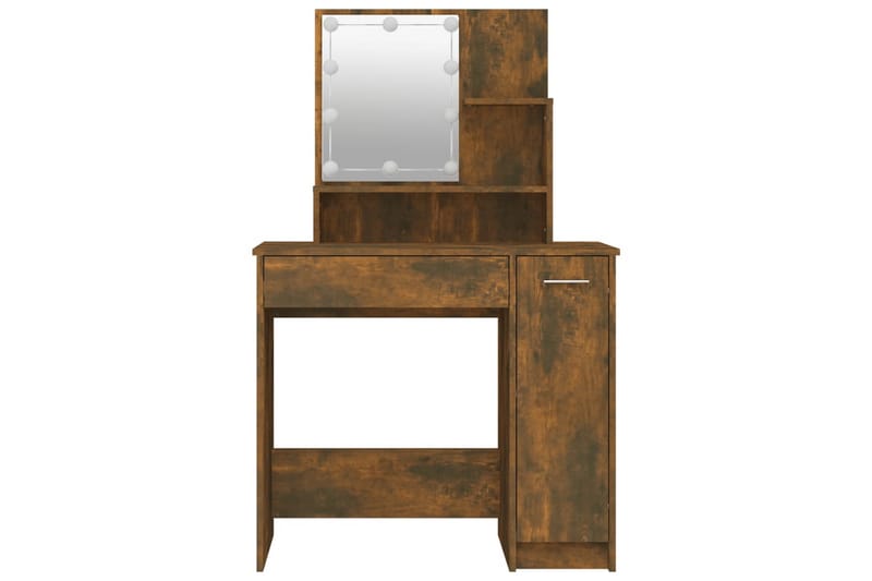 beBasic Sminkbord med LED rökfärgad ek 86,5x35x136 cm - Brown - Möbler - Bord & matgrupper - Sminkbord & toalettbord