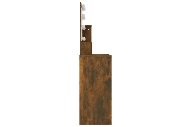 beBasic Sminkbord med LED rökfärgad ek 86,5x35x136 cm - Brown - Möbler - Bord & matgrupper - Sminkbord & toalettbord
