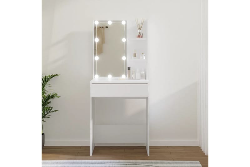 beBasic Sminkbord med LED vit 60x40x140 cm - White - Sminkbord & toalettbord