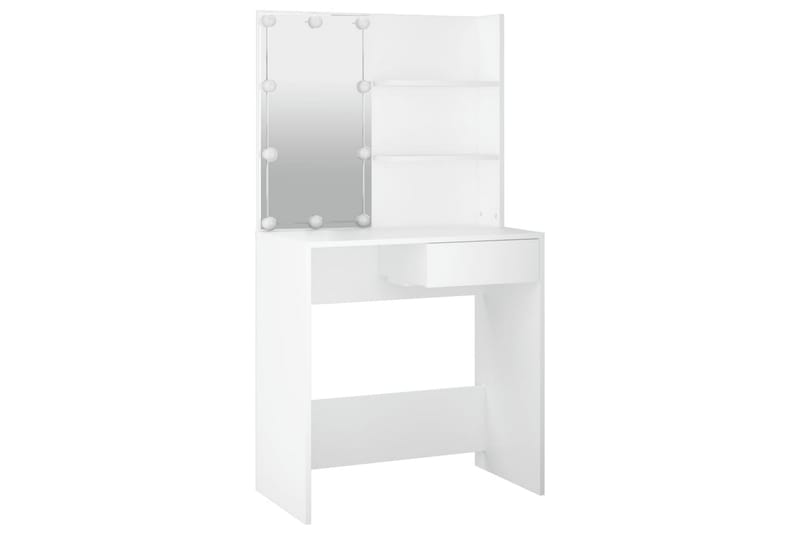 beBasic Sminkbord med LED vit 74,5x40x141 cm - White - Sminkbord & toalettbord