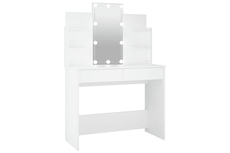beBasic Sminkbord med LED Vit 96x40x142 cm - White - Sminkbord & toalettbord