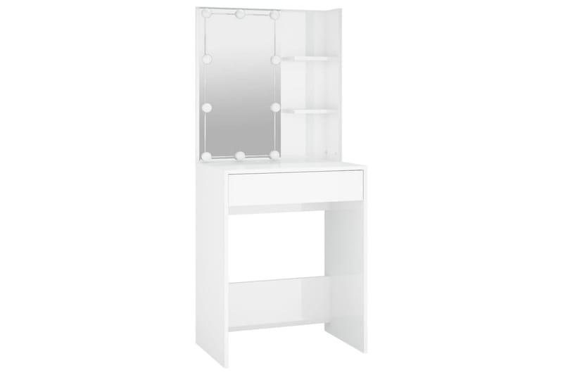 beBasic Sminkbord med LED vit högglans 60x40x140 cm - White - Sminkbord & toalettbord