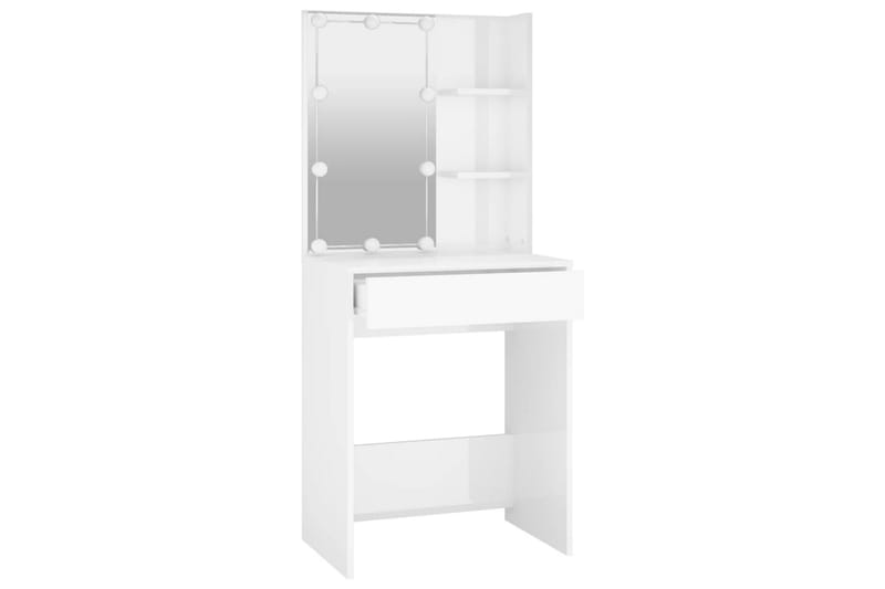 beBasic Sminkbord med LED vit högglans 60x40x140 cm - White - Möbler - Bord & matgrupper - Sminkbord & toalettbord