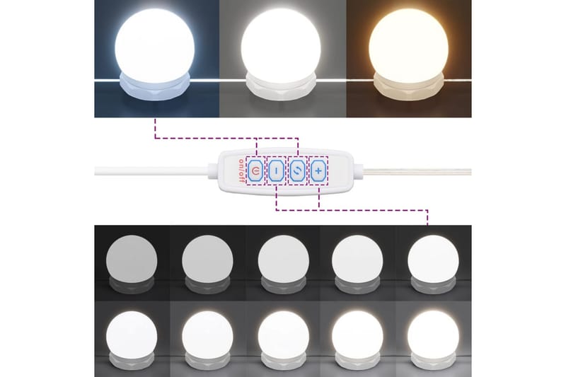 beBasic Sminkbord med LED vit högglans 74,5x40x141 cm - White - Möbler - Bord & matgrupper - Sminkbord & toalettbord