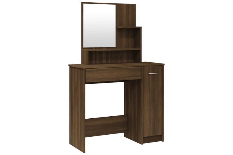 beBasic Sminkbord med spegel brun ek 86,5x35x136 cm - Brown - Möbler - Bord & matgrupper - Sminkbord & toalettbord