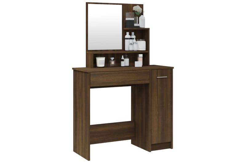 beBasic Sminkbord med spegel brun ek 86,5x35x136 cm - Brown - Möbler - Bord & matgrupper - Sminkbord & toalettbord