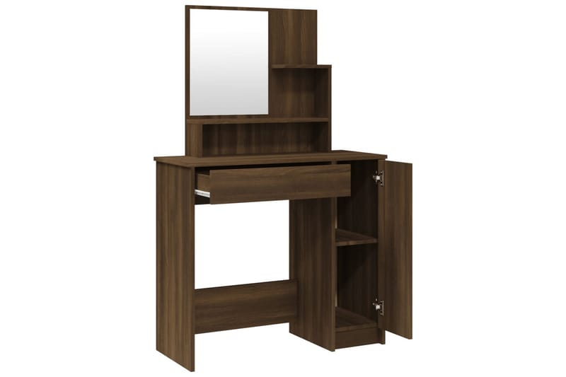 beBasic Sminkbord med spegel brun ek 86,5x35x136 cm - Brown - Möbler - Bord & matgrupper - Sminkbord & toalettbord
