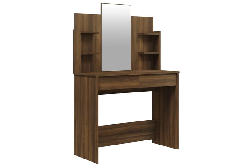 beBasic Sminkbord med spegel brun ek 96x40x142 cm - Brown - Sminkbord & toalettbord