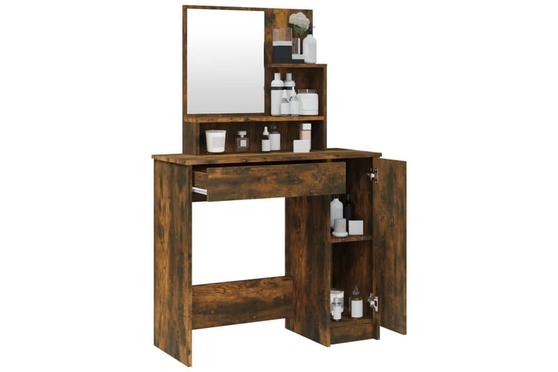 beBasic Sminkbord med spegel rökfärgad ek 86,5x35x136 cm - Brown - Möbler - Bord & matgrupper - Sminkbord & toalettbord