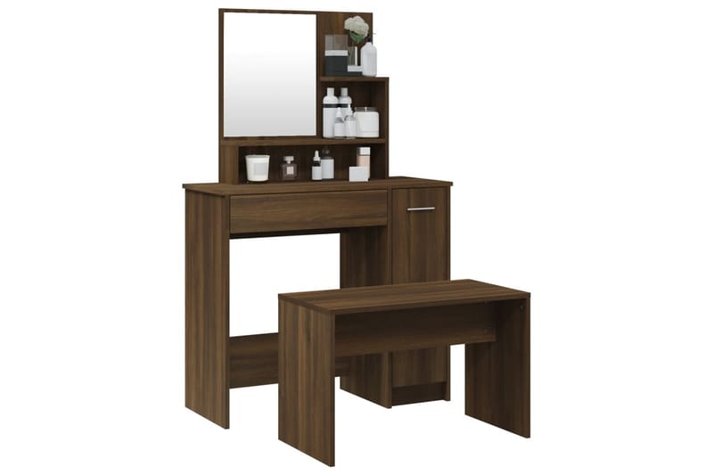 beBasic Sminkbord set brun ek 86,5x35x136 cm - Brown - Möbler - Bord & matgrupper - Sminkbord & toalettbord