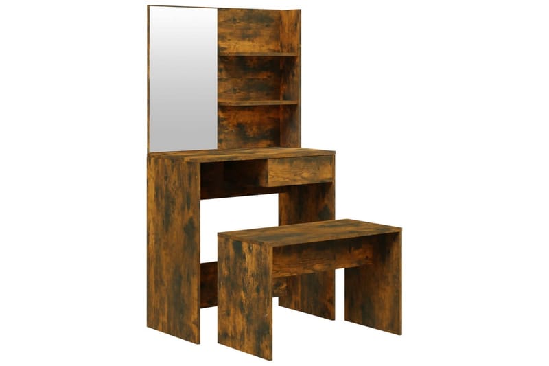 beBasic Sminkbord set rökfärgad ek 74,5x40x141 cm - Brown - Möbler - Bord & matgrupper - Sminkbord & toalettbord