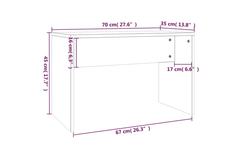 beBasic Sminkbord set rökfärgad ek 74,5x40x141 cm - Brown - Sminkbord & toalettbord