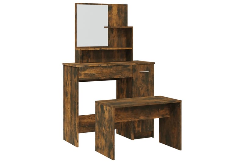 beBasic Sminkbord set rökfärgad ek 86,5x35x136 cm - Brown - Möbler - Bord & matgrupper - Sminkbord & toalettbord