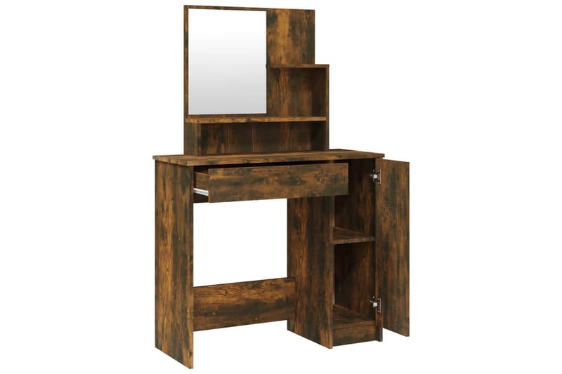 beBasic Sminkbord set rökfärgad ek 86,5x35x136 cm - Brown - Möbler - Bord & matgrupper - Sminkbord & toalettbord