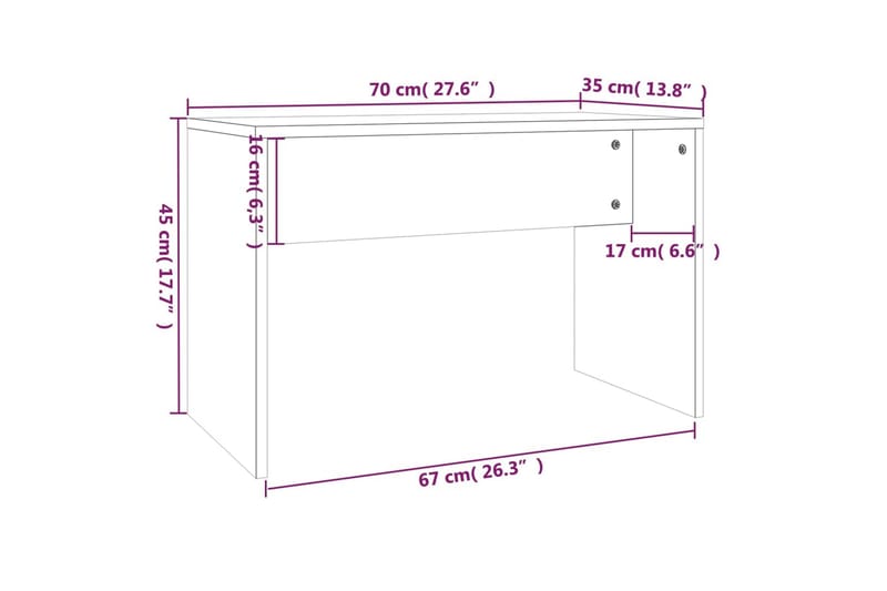 beBasic Sminkbord set vit 74,5x40x141 cm - White - Sminkbord & toalettbord