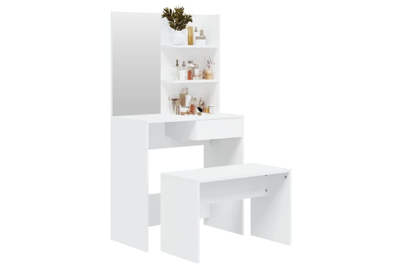 beBasic Sminkbord set vit 74,5x40x141 cm - White - Sminkbord & toalettbord