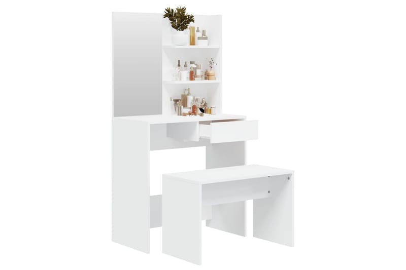 beBasic Sminkbord set vit 74,5x40x141 cm - White - Möbler - Bord & matgrupper - Sminkbord & toalettbord