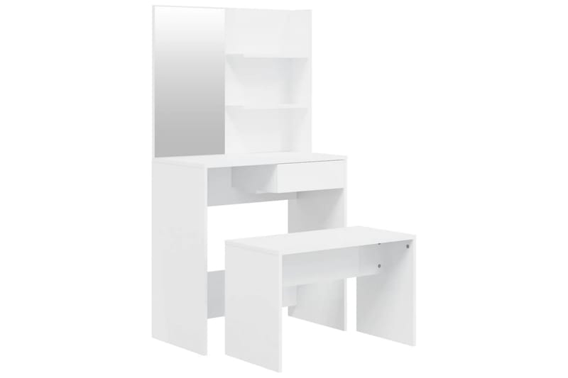 beBasic Sminkbord set vit högglans 74,5x40x141 cm - White - Sminkbord & toalettbord