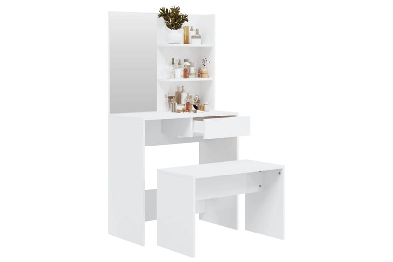 beBasic Sminkbord set vit högglans 74,5x40x141 cm - White - Möbler - Bord & matgrupper - Sminkbord & toalettbord