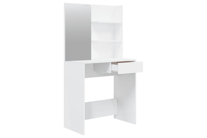 beBasic Sminkbord set vit högglans 74,5x40x141 cm - White - Sminkbord & toalettbord