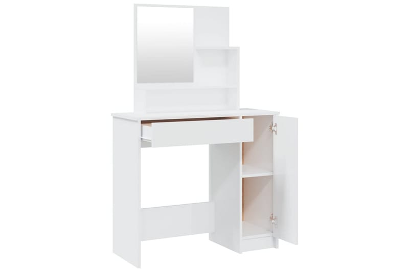 beBasic Sminkbord set vit högglans 86,5x35x136 cm - White - Möbler - Bord & matgrupper - Sminkbord & toalettbord