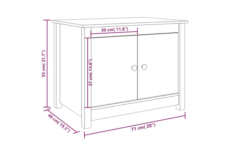 beBasic Soffbord grå 71x49x55 cm massiv furu - Grey - Soffbord