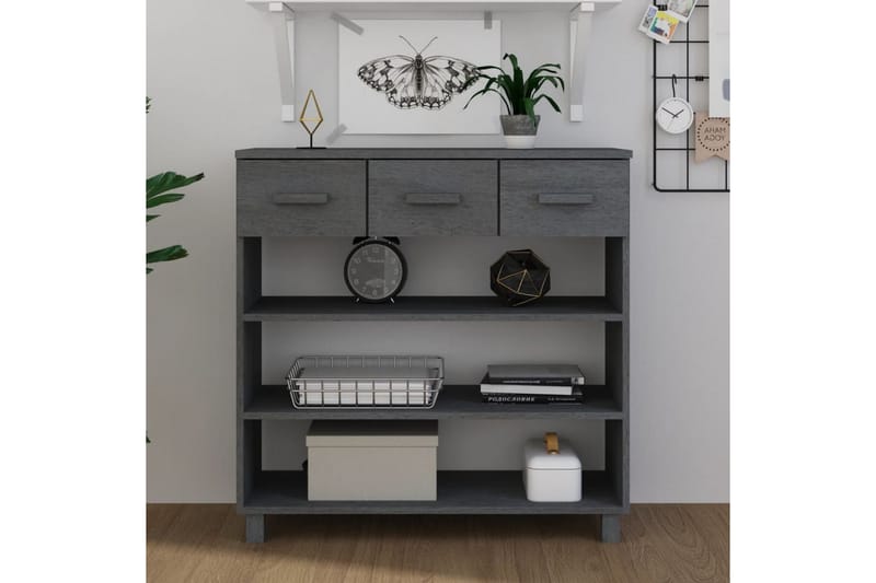 beBasic Soffbord mörkgrå 90x35x90 cm massiv furu - Grey - Soffbord