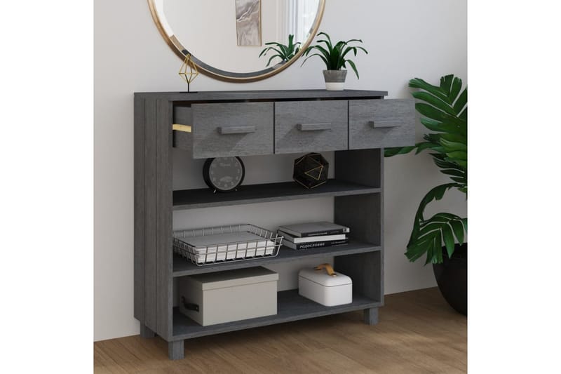 beBasic Soffbord mörkgrå 90x35x90 cm massiv furu - Grey - Möbler - Bord & matgrupper - Soffbord