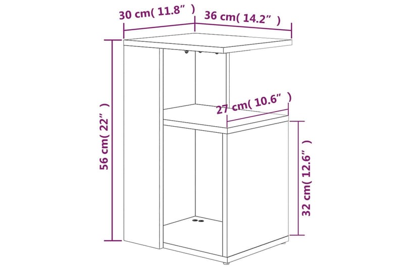 beBasic Soffbord rökfärgad ek 36x30x56 cm konstruerat trä - Brown - Möbler - Bord & matgrupper - Soffbord