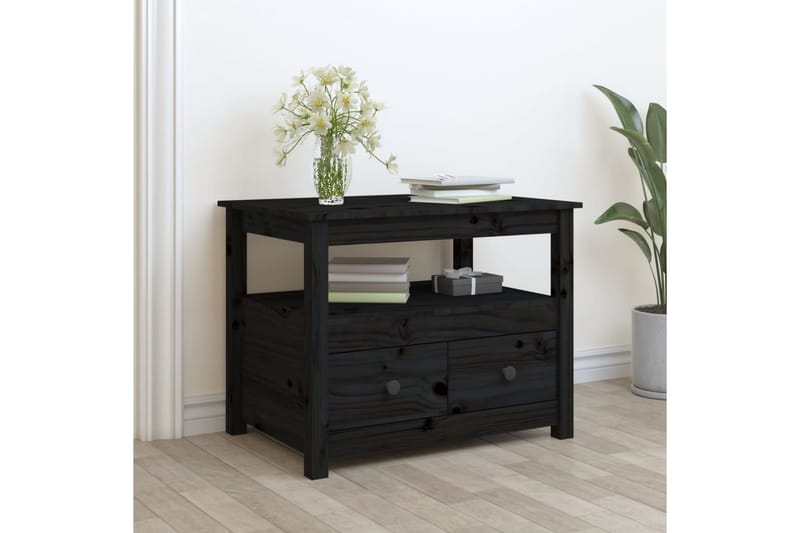 beBasic Soffbord svart 71x49x55 cm massiv furu - Black - Möbler - Bord & matgrupper - Soffbord