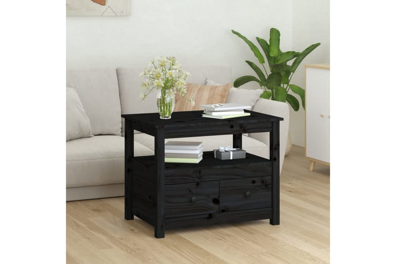 beBasic Soffbord svart 71x49x55 cm massiv furu - Black - Möbler - Bord & matgrupper - Soffbord
