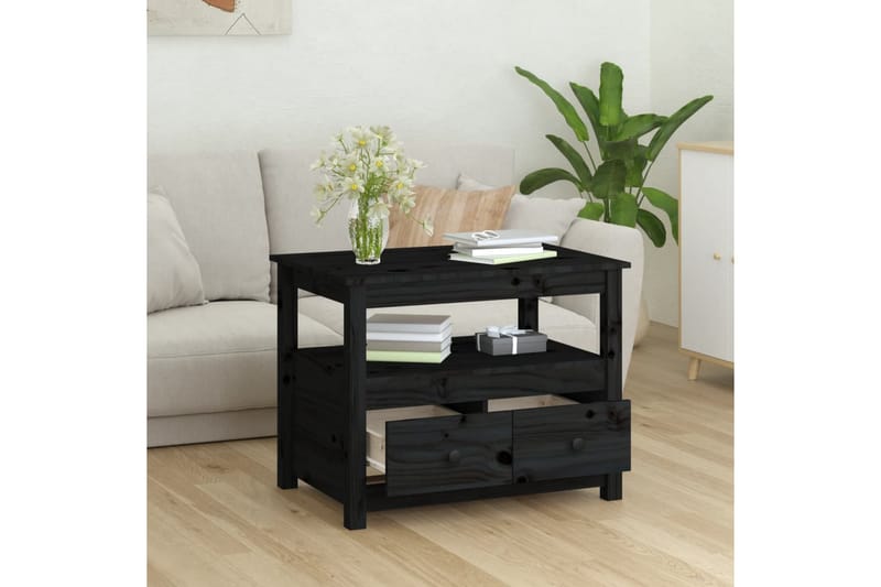 beBasic Soffbord svart 71x49x55 cm massiv furu - Black - Möbler - Bord & matgrupper - Soffbord