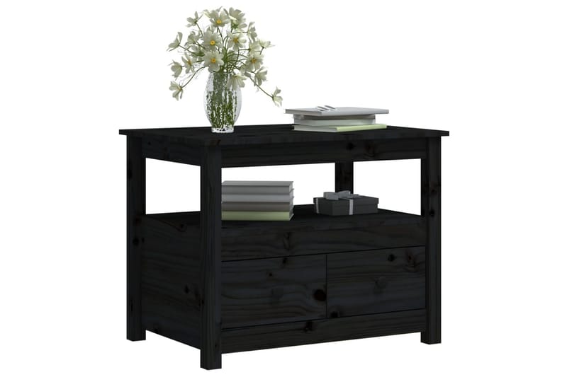 beBasic Soffbord svart 71x49x55 cm massiv furu - Black - Möbler - Bord & matgrupper - Soffbord