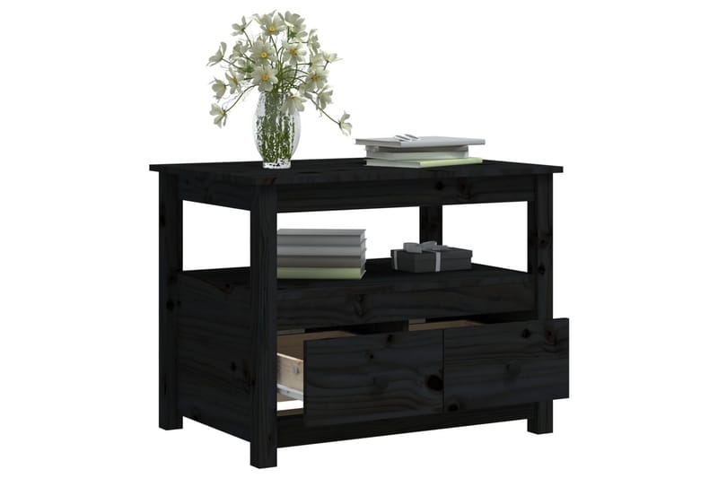beBasic Soffbord svart 71x49x55 cm massiv furu - Black - Möbler - Bord & matgrupper - Soffbord