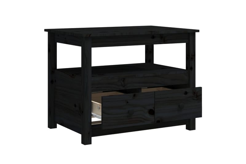 beBasic Soffbord svart 71x49x55 cm massiv furu - Black - Möbler - Bord & matgrupper - Soffbord