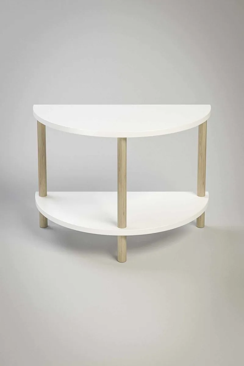 Belvo 30 cm Rektangulärt Soffbord med Hyllor i Målat Trä, Vit