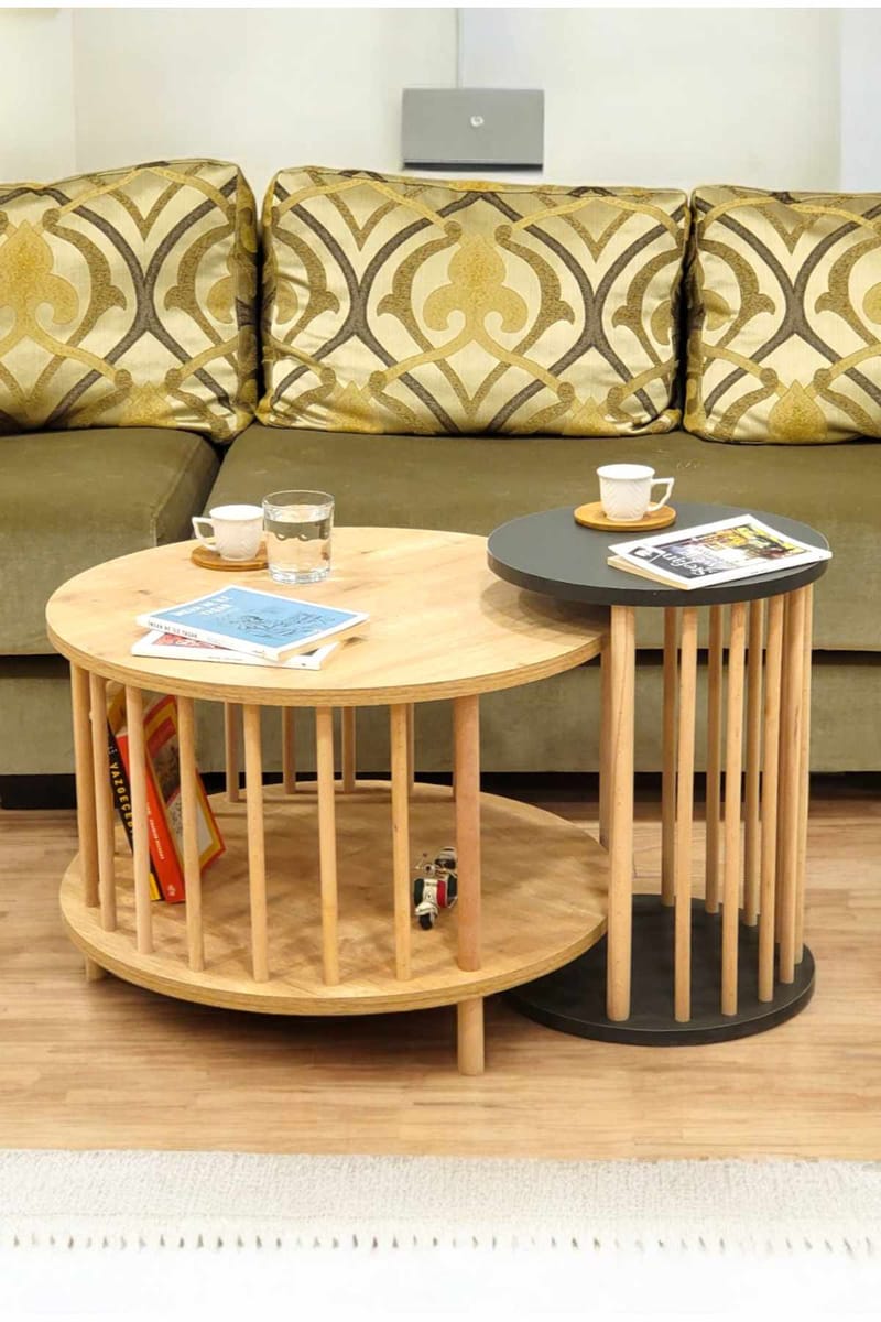 Belvo Soffbordsset 60x43 cm - Sapphire Oak och antracit - Möbler - Bord & matgrupper - Soffbord