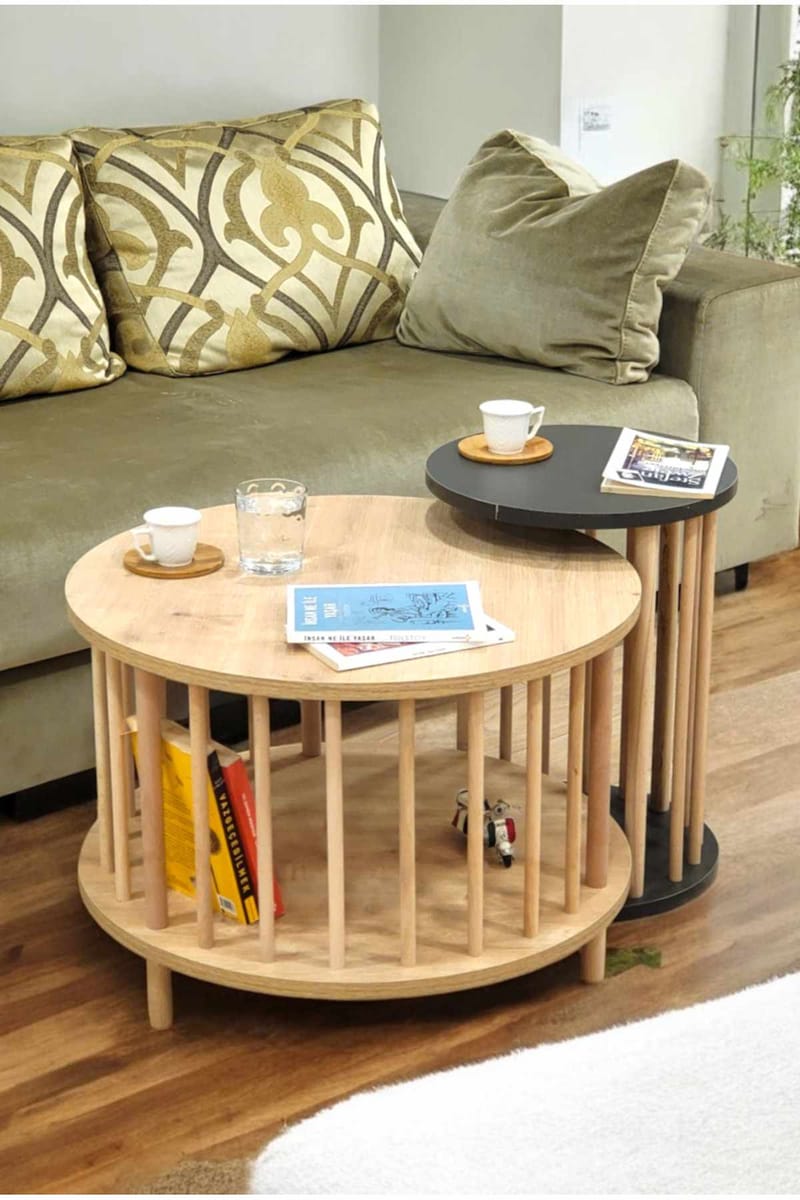 Belvo Soffbordsset 60x43 cm - Sapphire Oak och antracit - Möbler - Bord & matgrupper - Soffbord