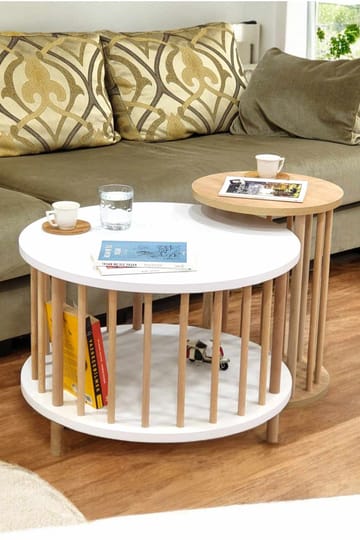 Belvo Soffbordsset 60x43 cm - Vitt och safirek - Möbler - Bord & matgrupper - Soffbord
