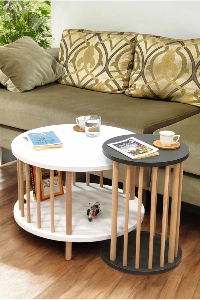 Belvo Soffbordsset 60x43 cm - Vitt/Antracit - Möbler - Bord & matgrupper - Soffbord