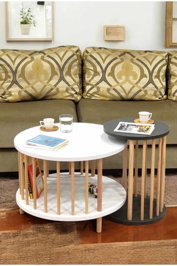 Belvo Soffbordsset 60x43 cm - Vitt/Antracit - Möbler - Bord & matgrupper - Soffbord