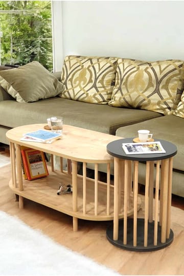 Belvo Soffbordsset 90x43x45 cm - Sapphire Oak/Antracit - Möbler - Bord & matgrupper - Soffbord
