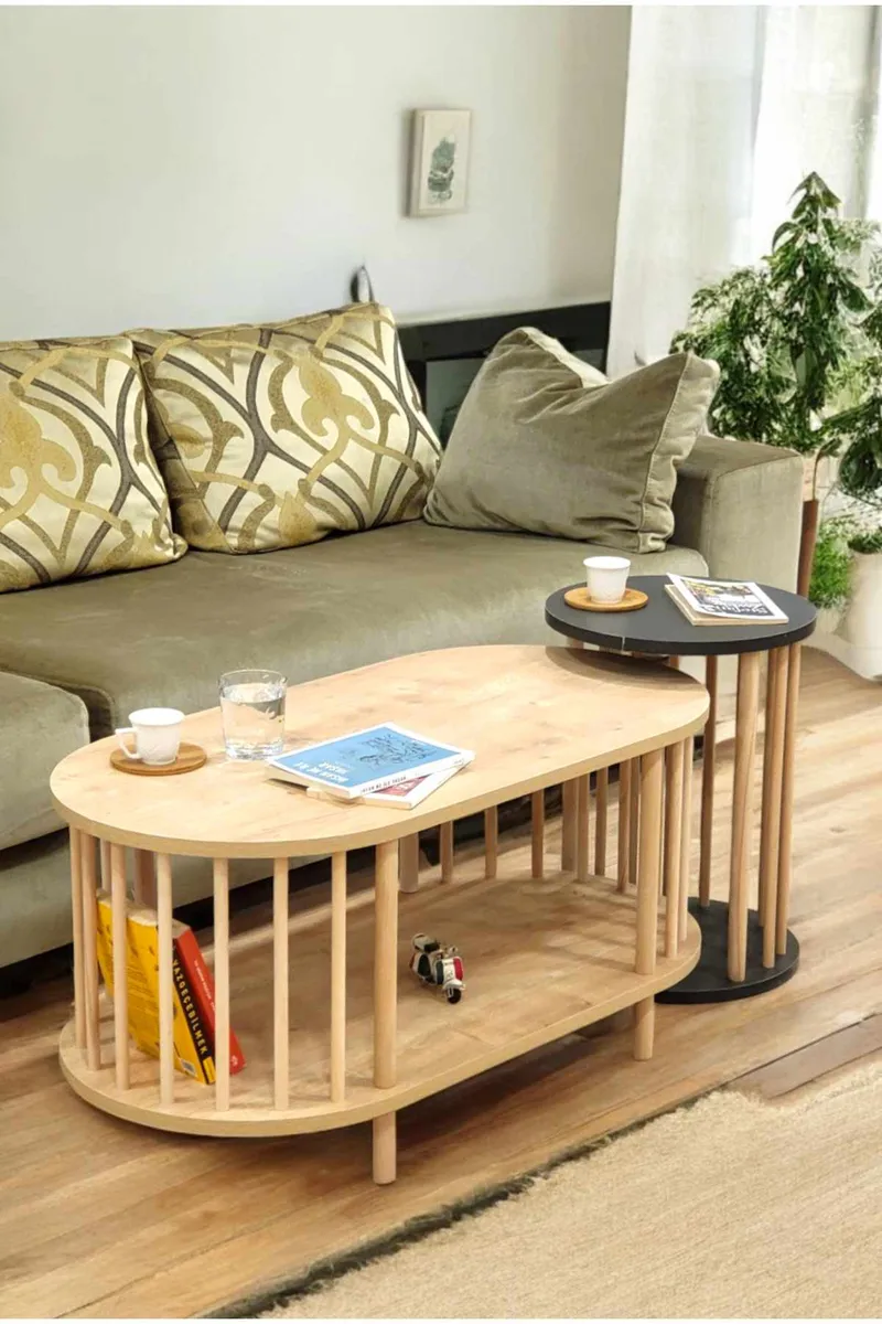 Belvo Soffbordsset 90x43x45 cm, Sapphire Oak/Antracit