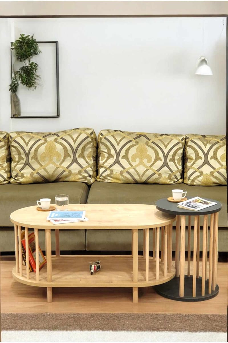 Belvo Soffbordsset 90x43x45 cm - Sapphire Oak/Antracit - Möbler - Bord & matgrupper - Soffbord