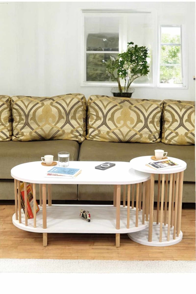 Belvo Soffbordsset 90x43x45 cm - Vit - Möbler - Bord & matgrupper - Soffbord